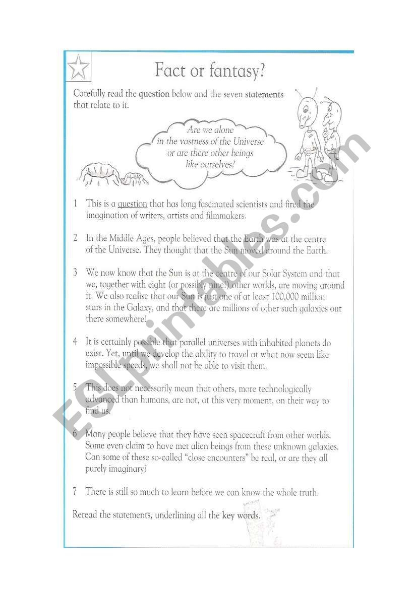 Reading Comprehension fact Or Fantasy ESL Worksheet By Aysha saif