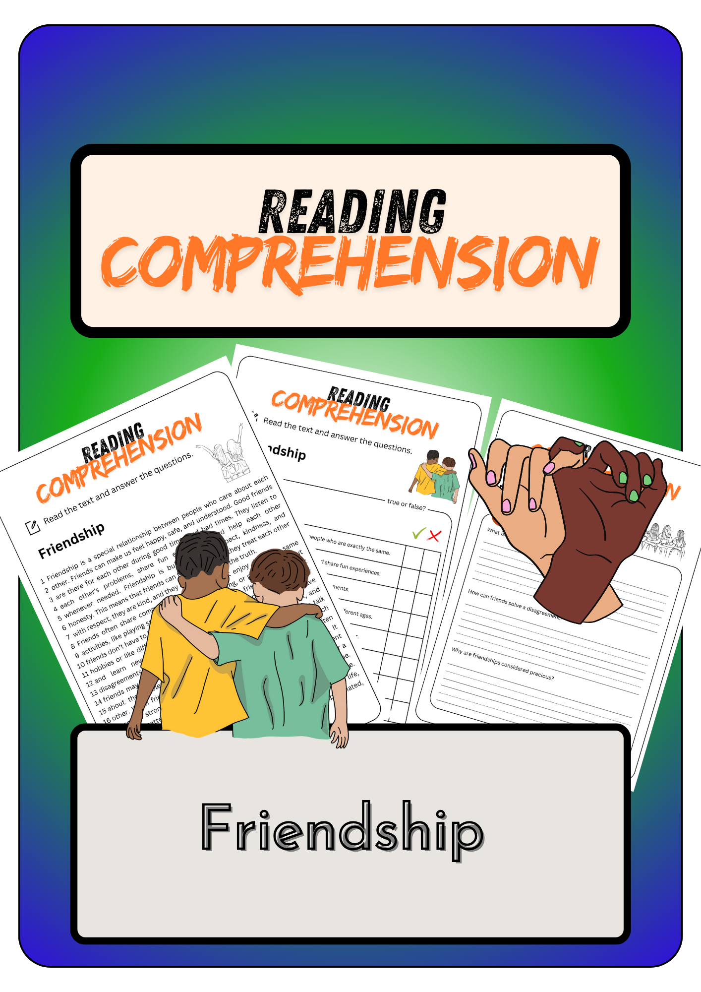 Friendship Reading Comprehension Worksheets