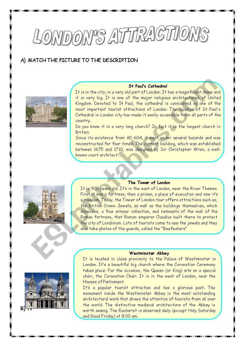 Reading Comprehension London ESL Worksheet By Sandramendoza