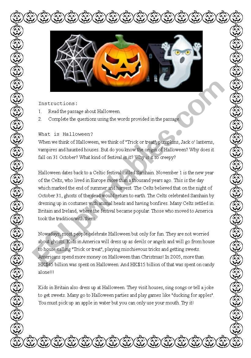 Pumpkin Reading Comprehension Worksheet Pdf
