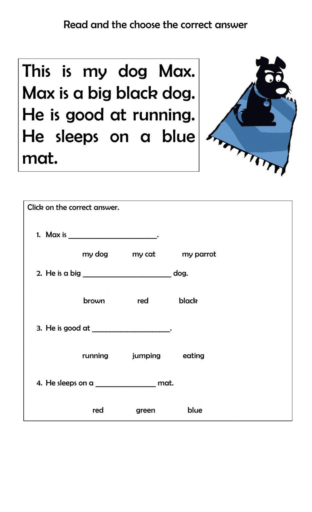 Online Reading Comprehension Worksheets