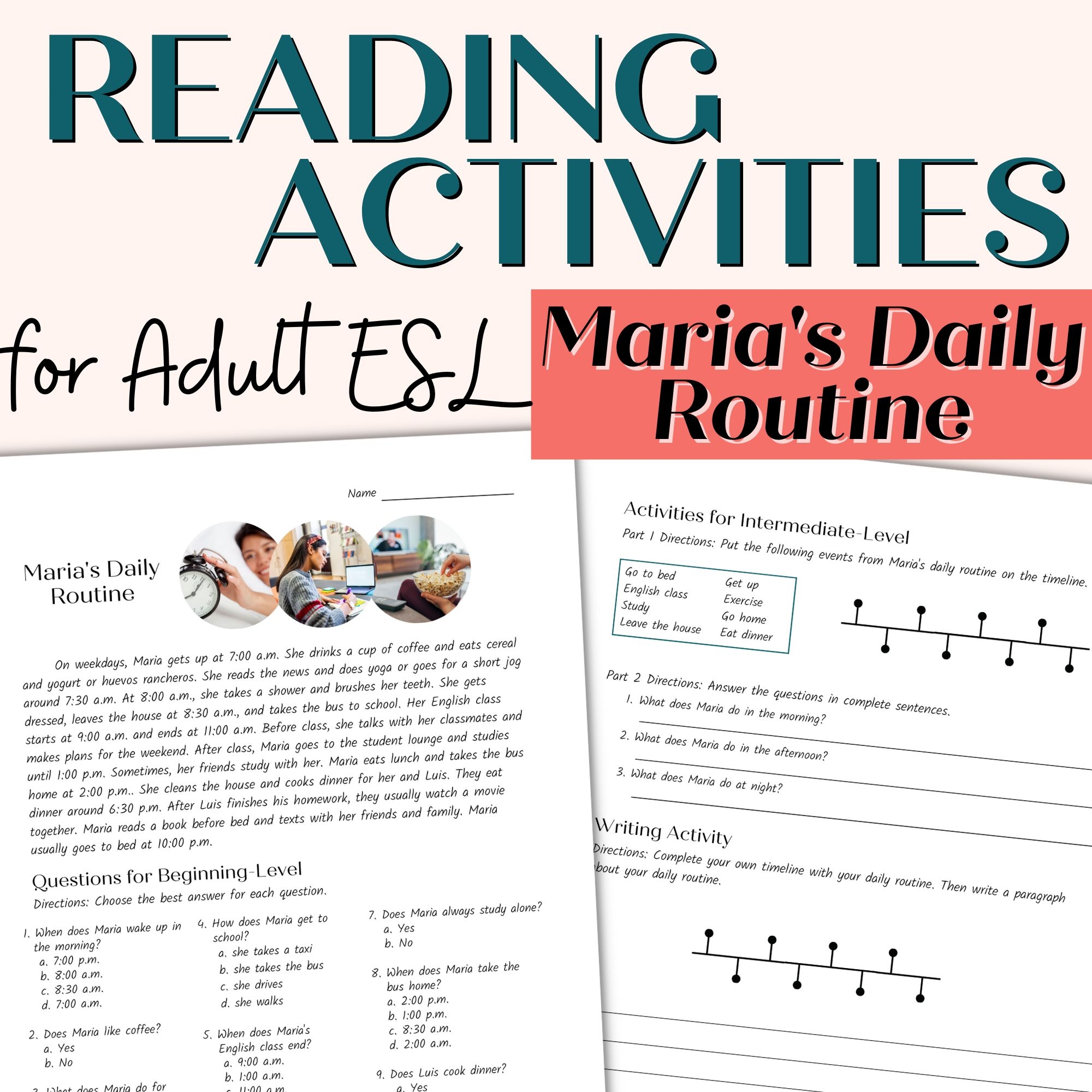 Reading Comprehension Passage And Activities For Beginner And Intermediate Adult ESL Maria Goes Shopping Classful