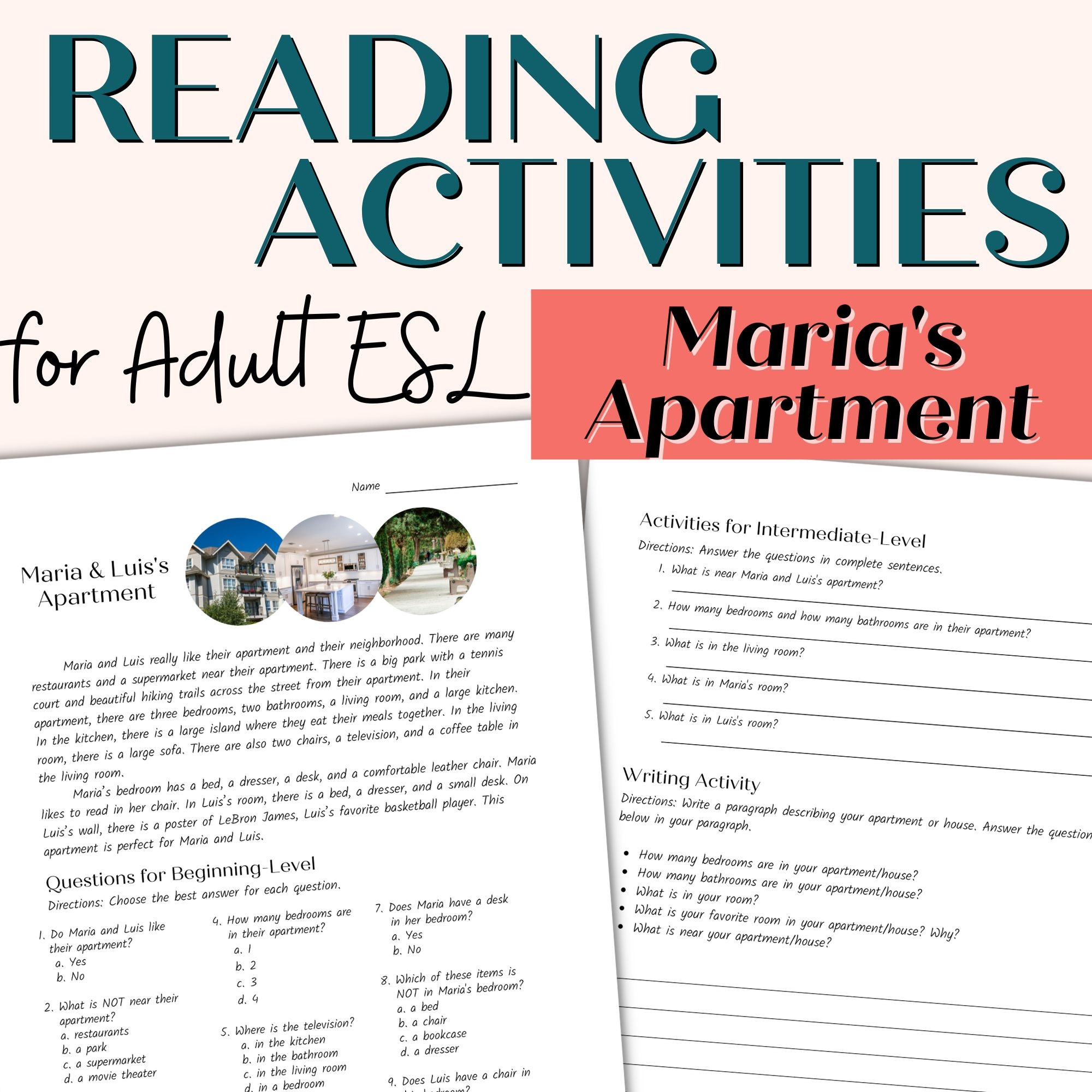 Reading Comprehension Passage And Activities For Beginner And Intermediate Adult ESL Maria s Apartment Classful