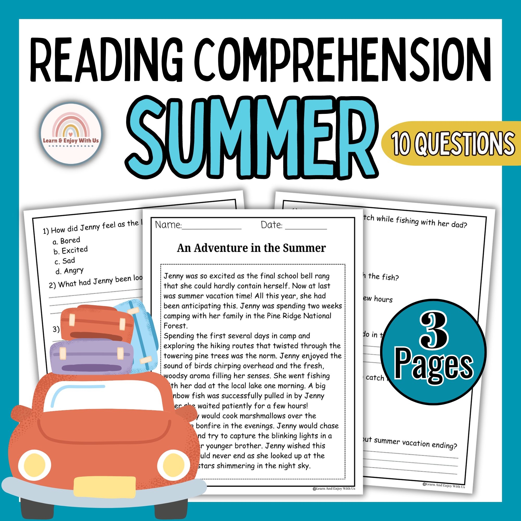 Adventure Reading Comprehension Worksheets