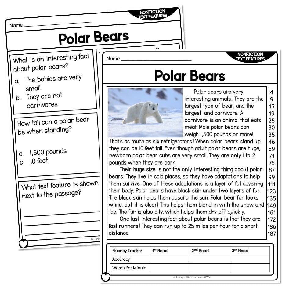 Reading Comprehension Passage Nonfiction Text Features Polar 