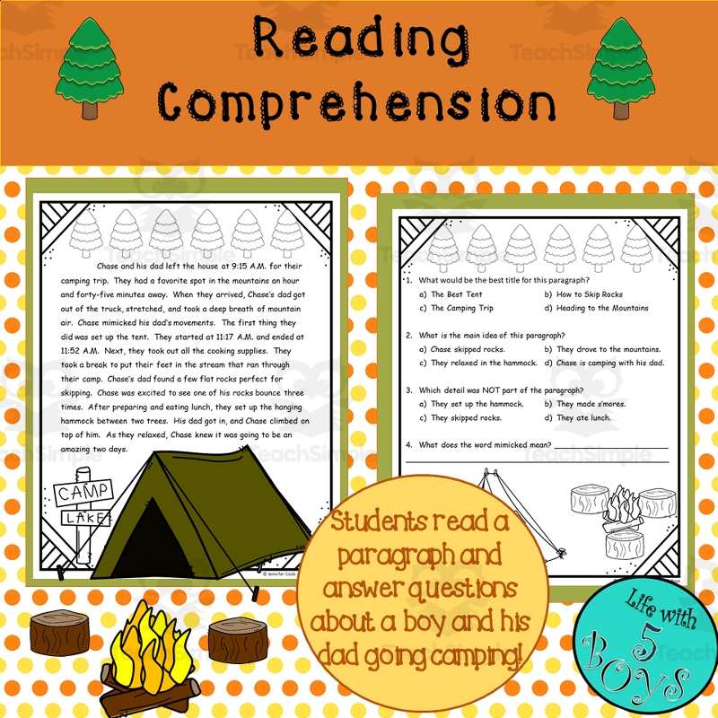 Reading Comprehension Passage With Questions Camping
