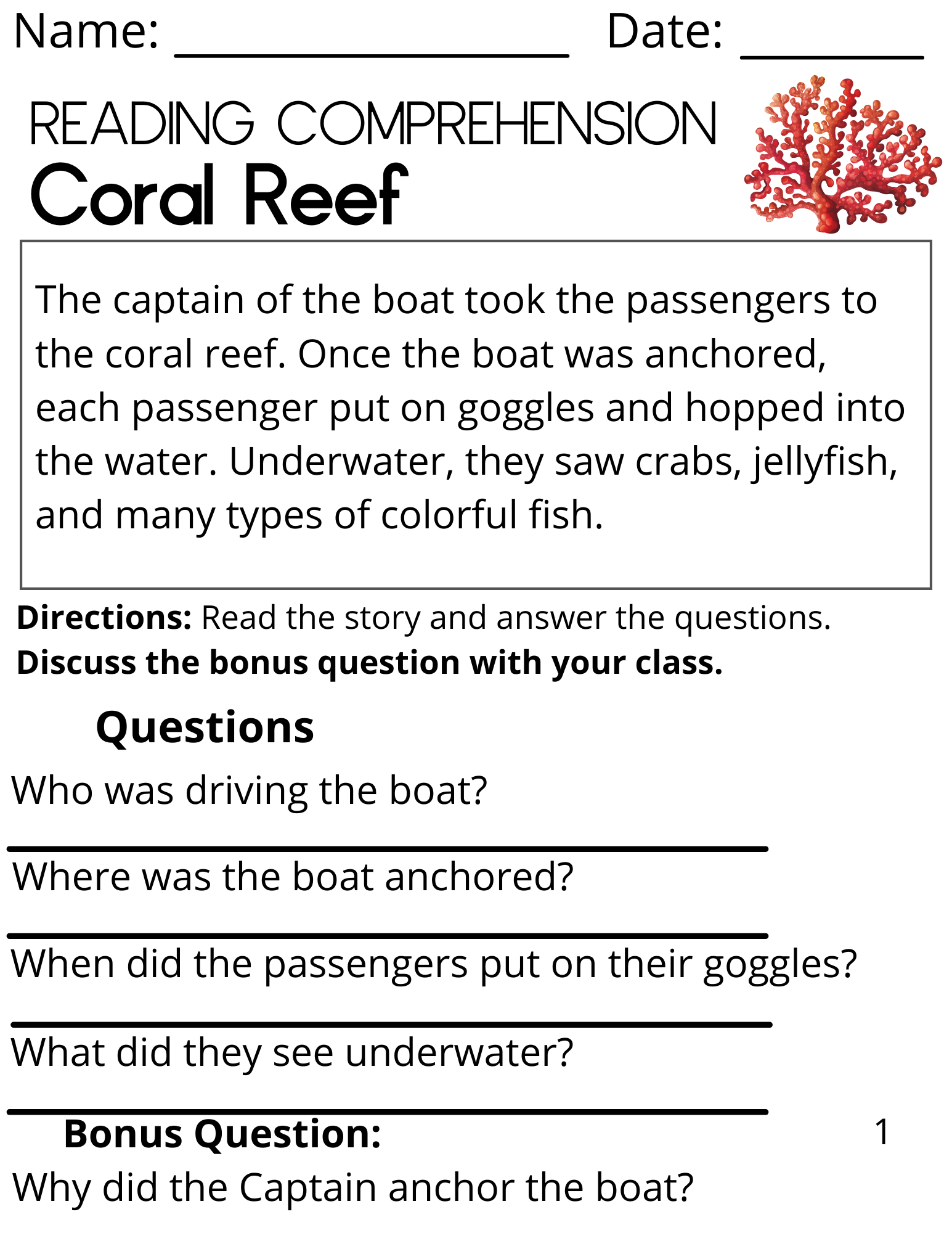 Reading Comprehension Worksheets For Third Grade