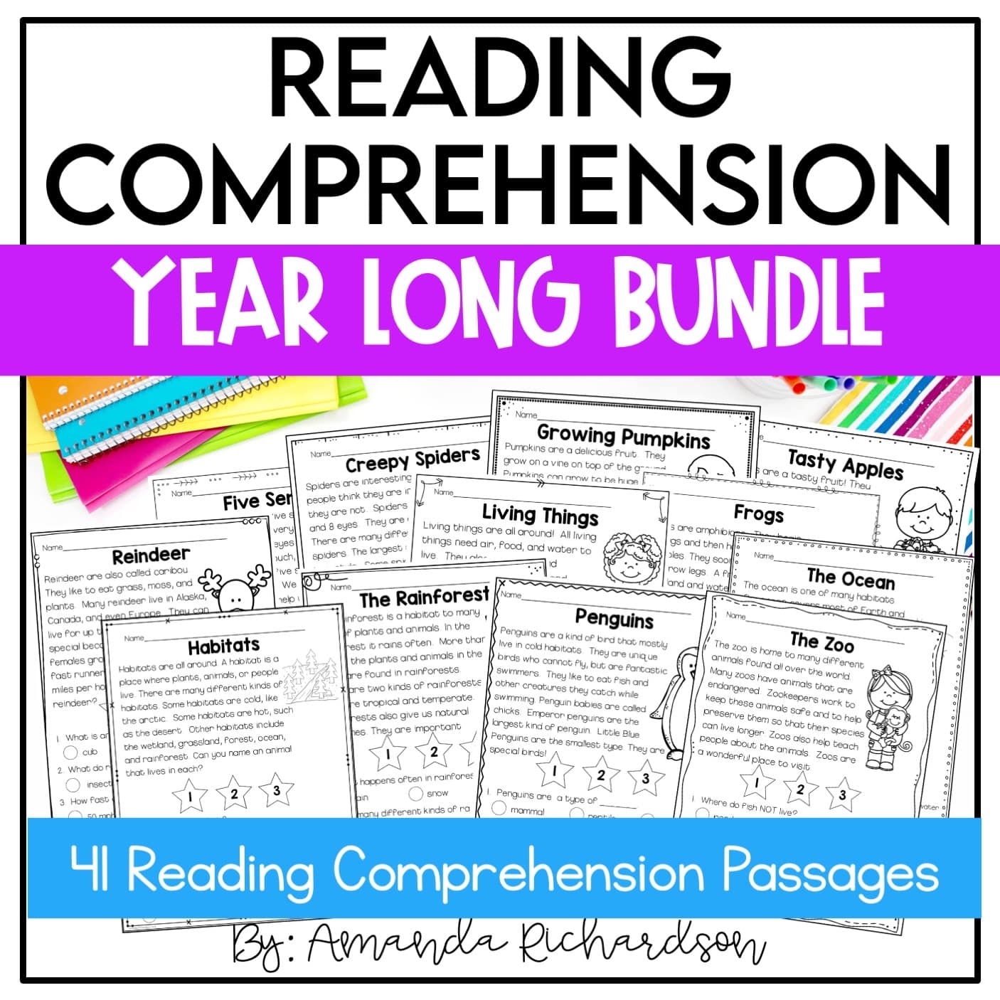 Reading Comprehension Passages And Questions For Close Reading BUNDLE Mrs Richardson s Class