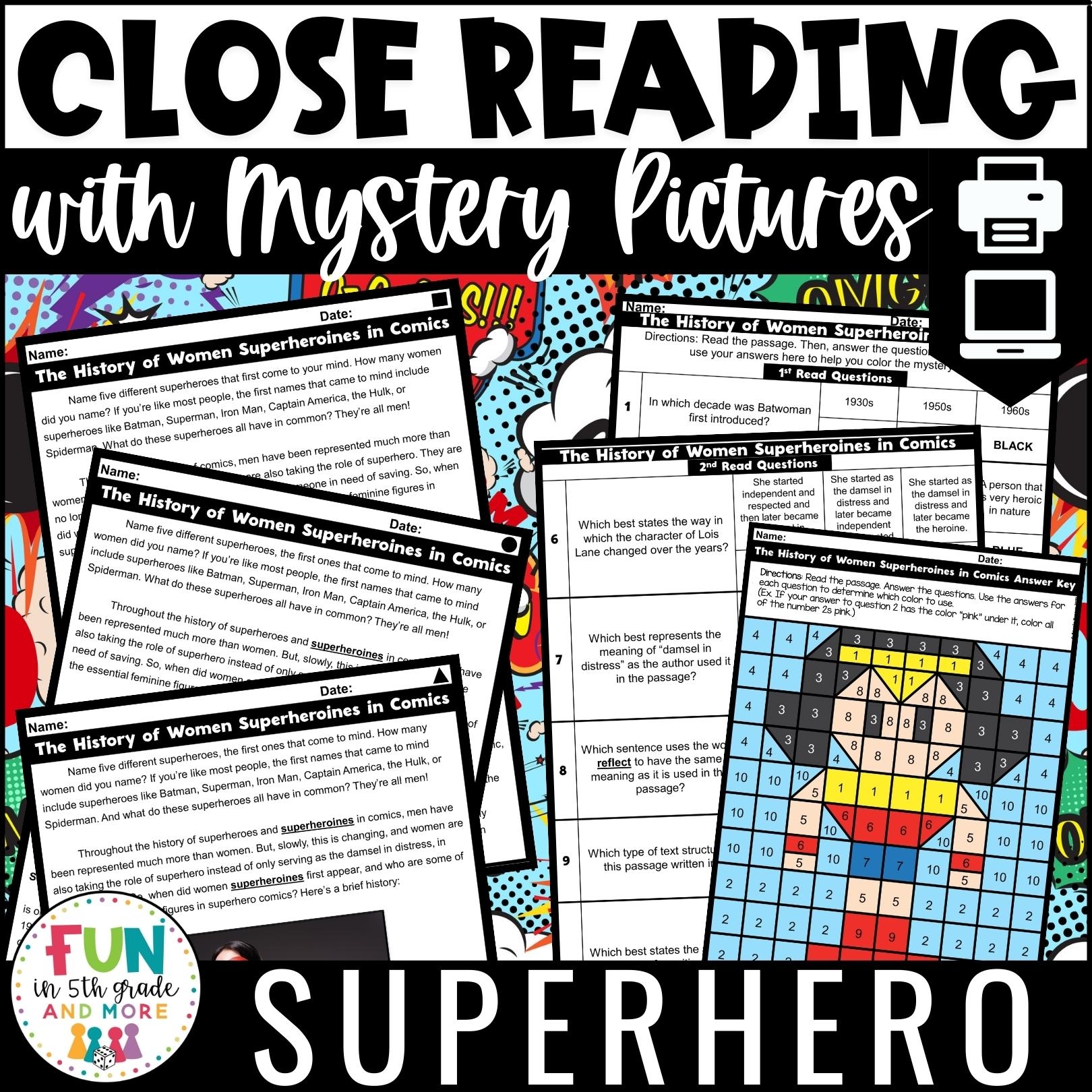 Reading Comprehension Passages With Mystery Pictures Superhero Themed Fun In 5th Grade U0026 MORE