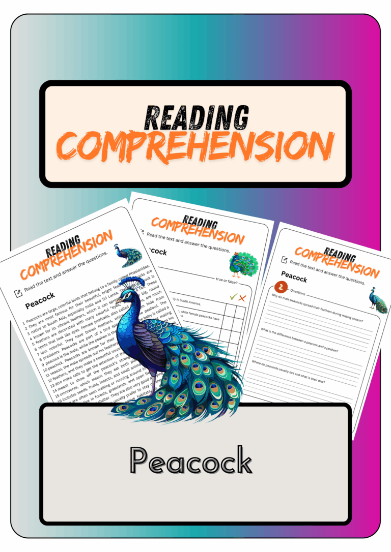 Reading Comprehension Peacock Solutions Made By Teachers