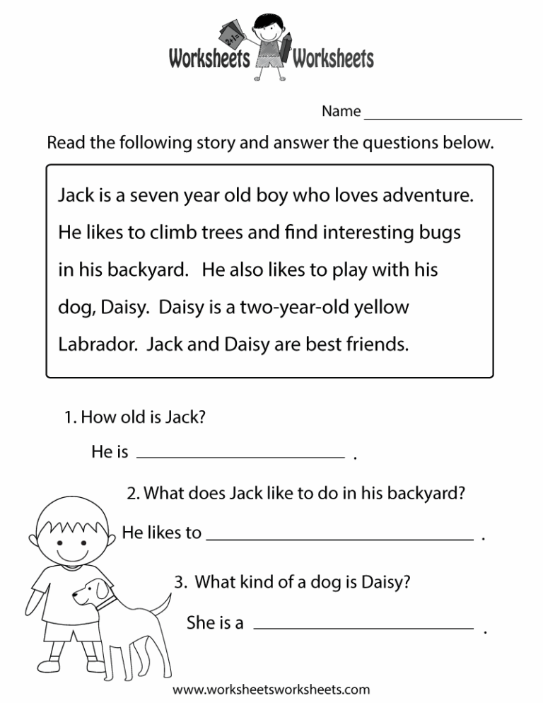Reading Comprehension Practice Worksheet Worksheets Worksheets