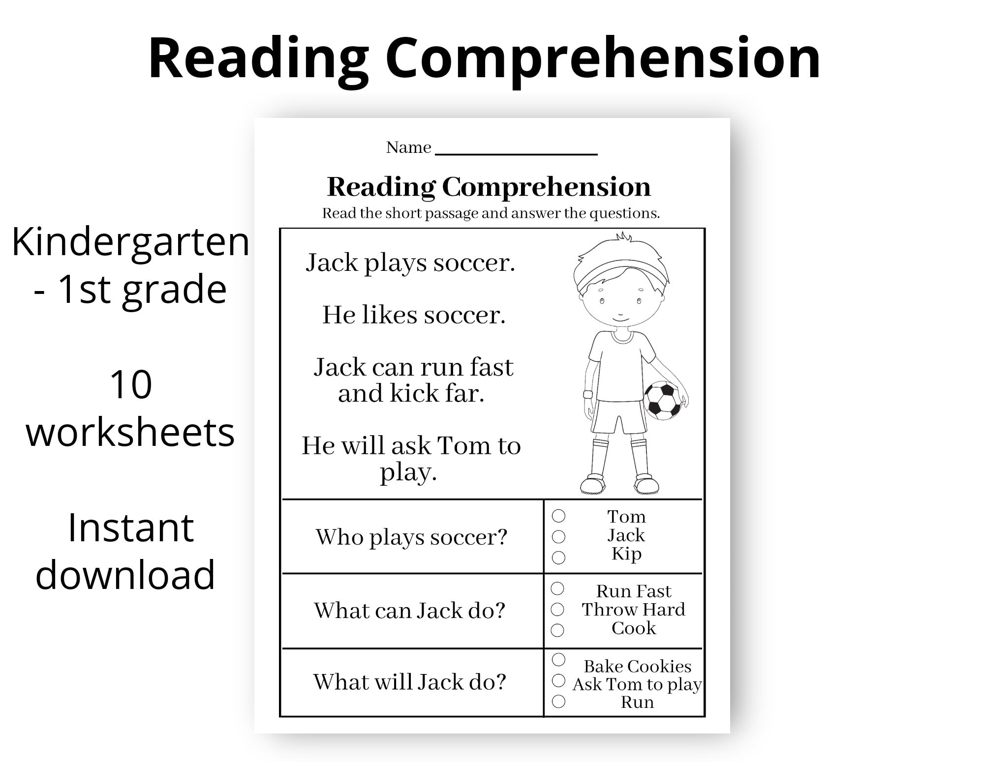 Reading Comprehension Printable Worksheet First Grade 