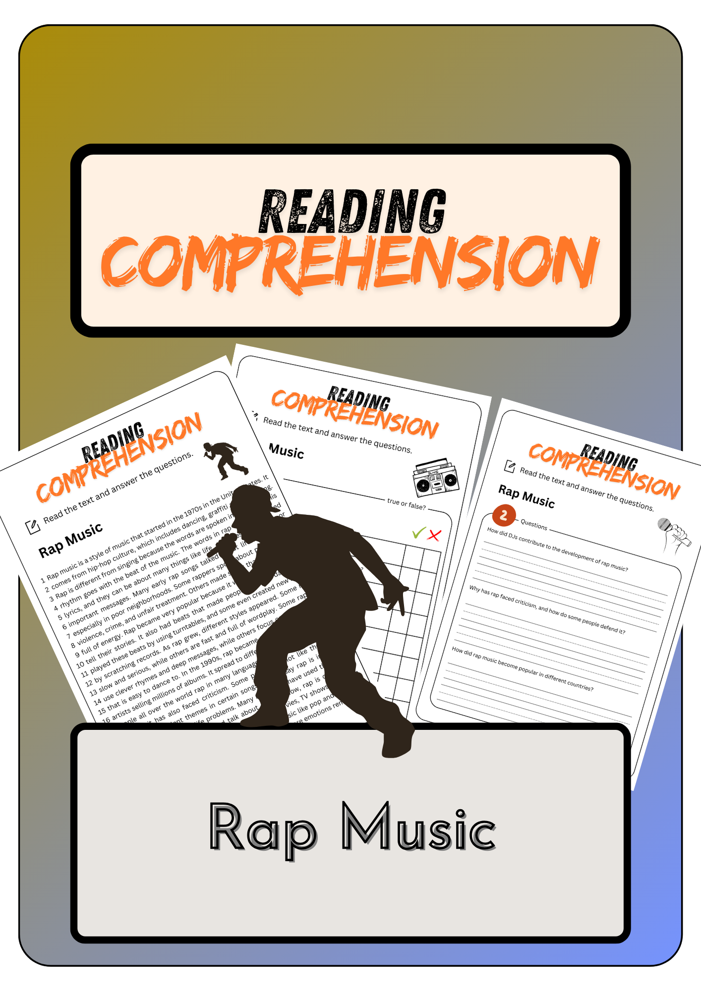 Hip Hop Reading Comprehension Worksheets