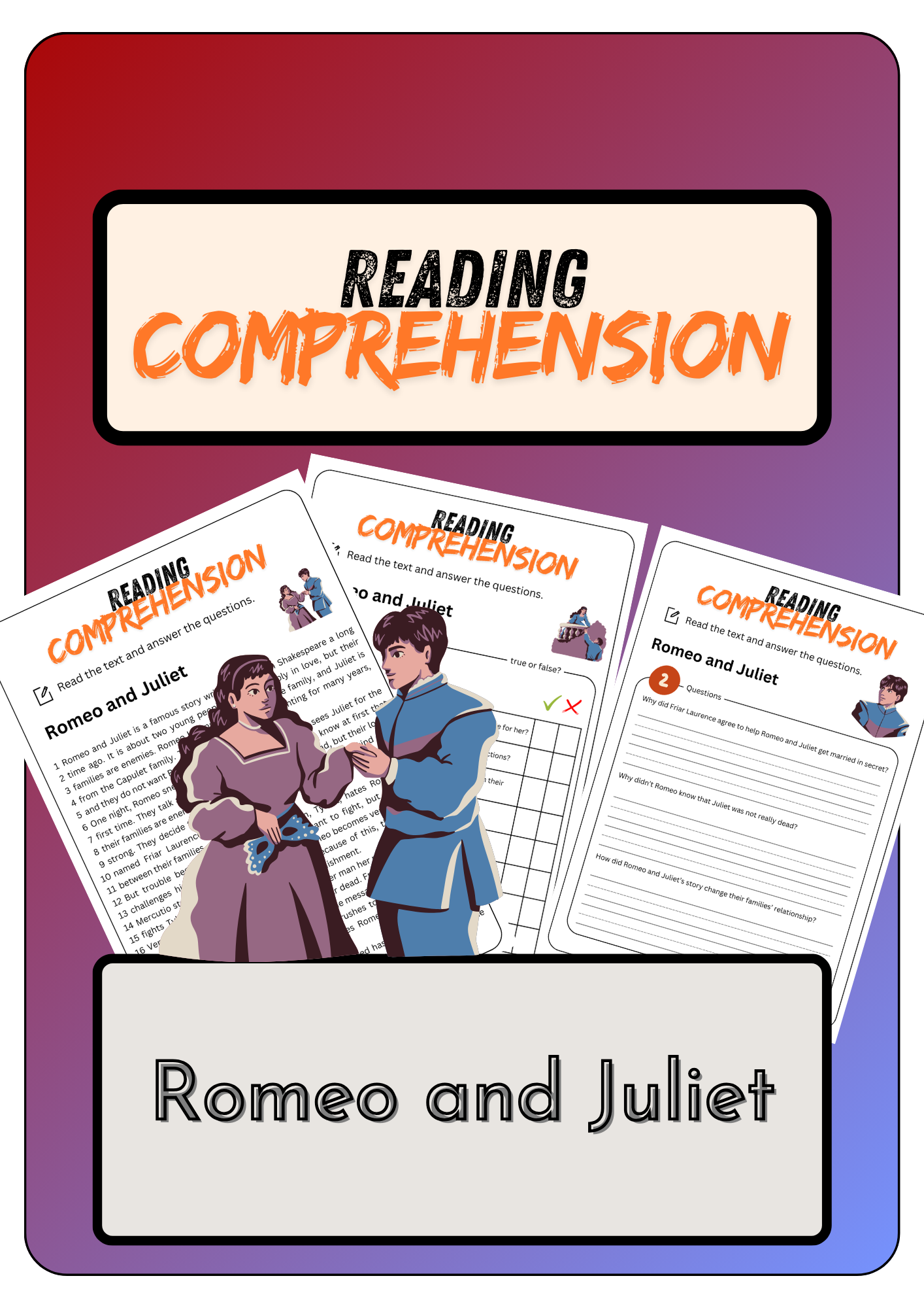 Romeo And Juliet Reading Comprehension Worksheets