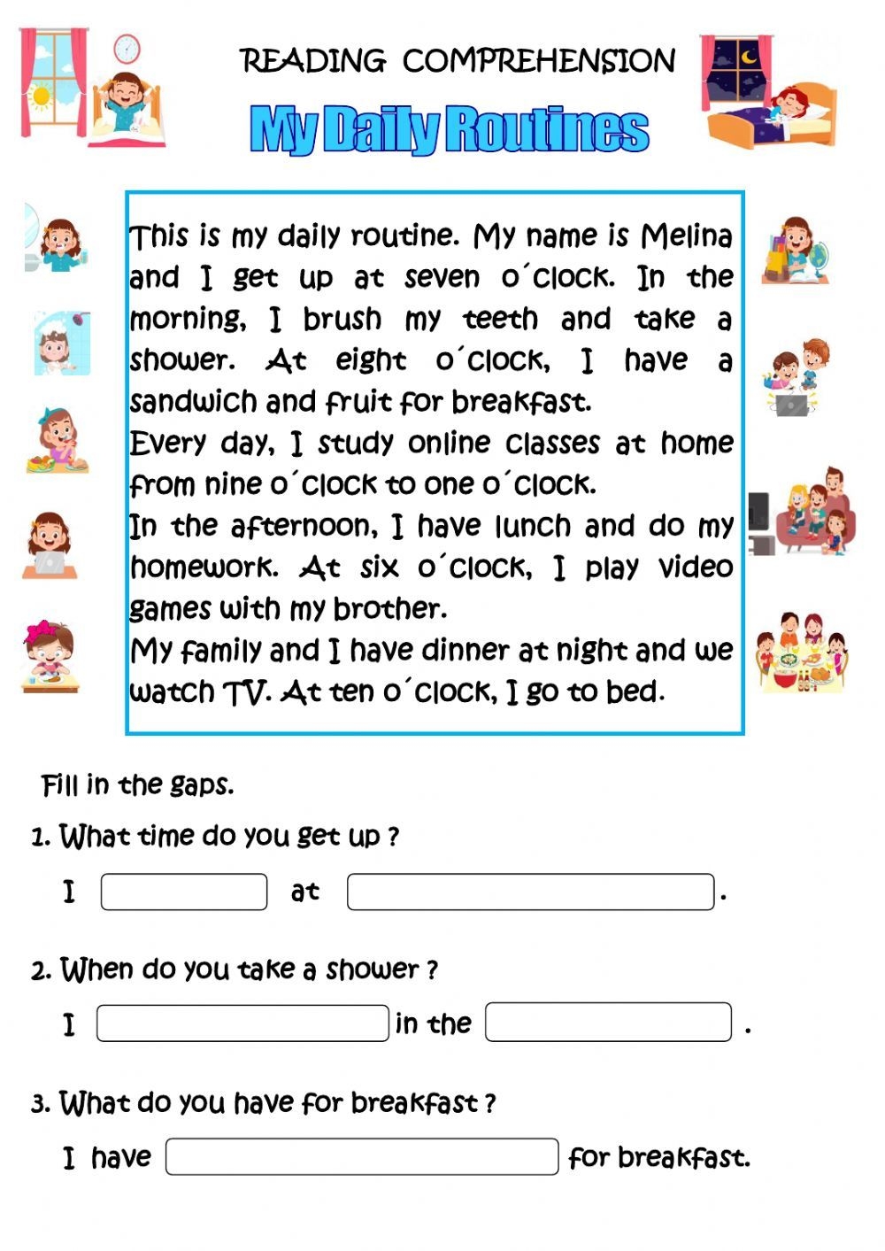 Reading Comprehension Routines Worksheet