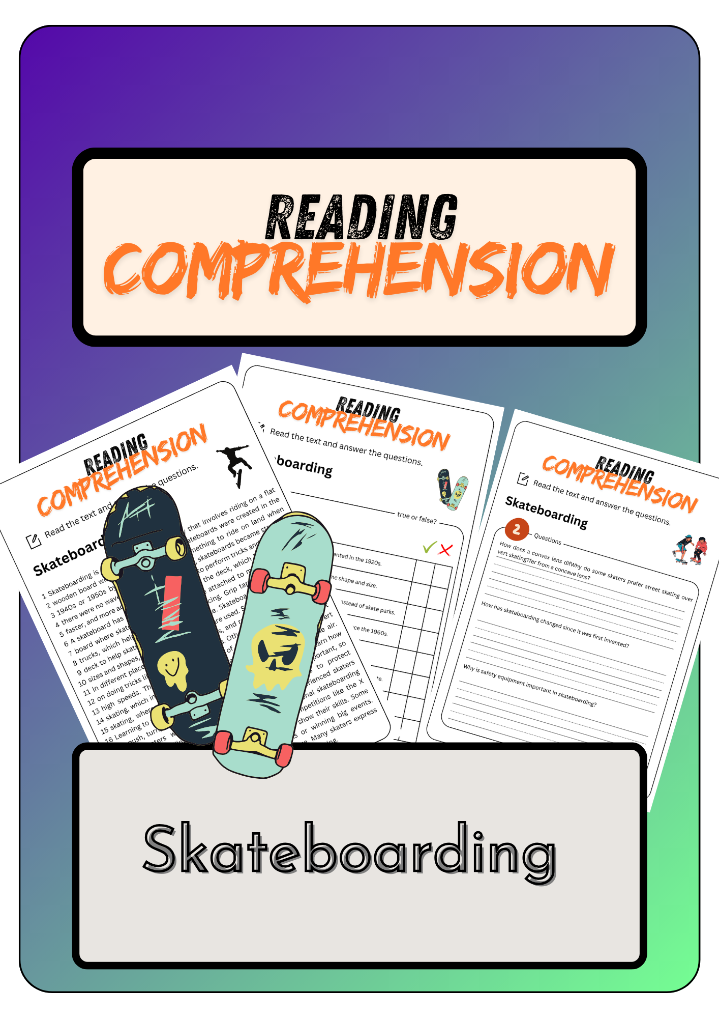 Reading Comprehension Skateboarding Solutions Made By Teachers