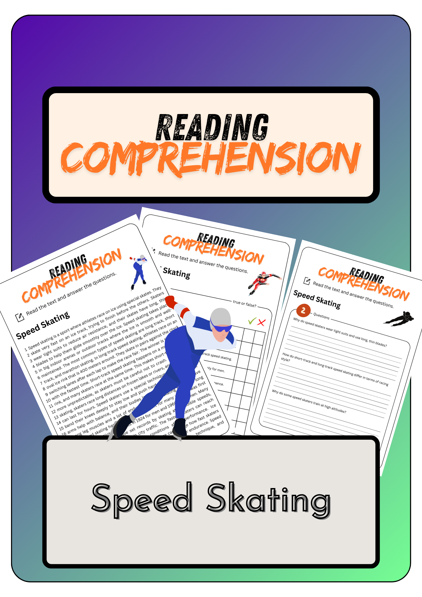 Reading Comprehension Speed Skating Solutions Made By Teachers