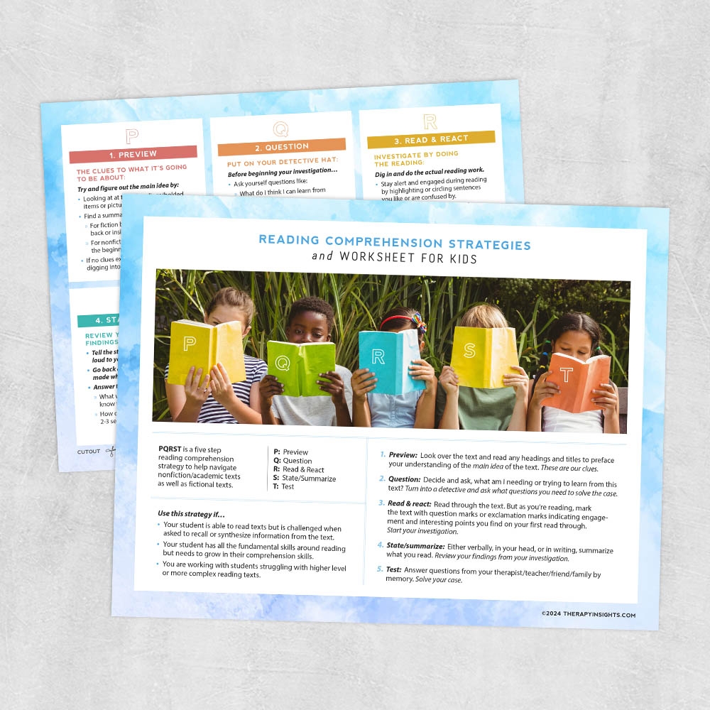 Reading Comprehension Strategies Printable Worksheets