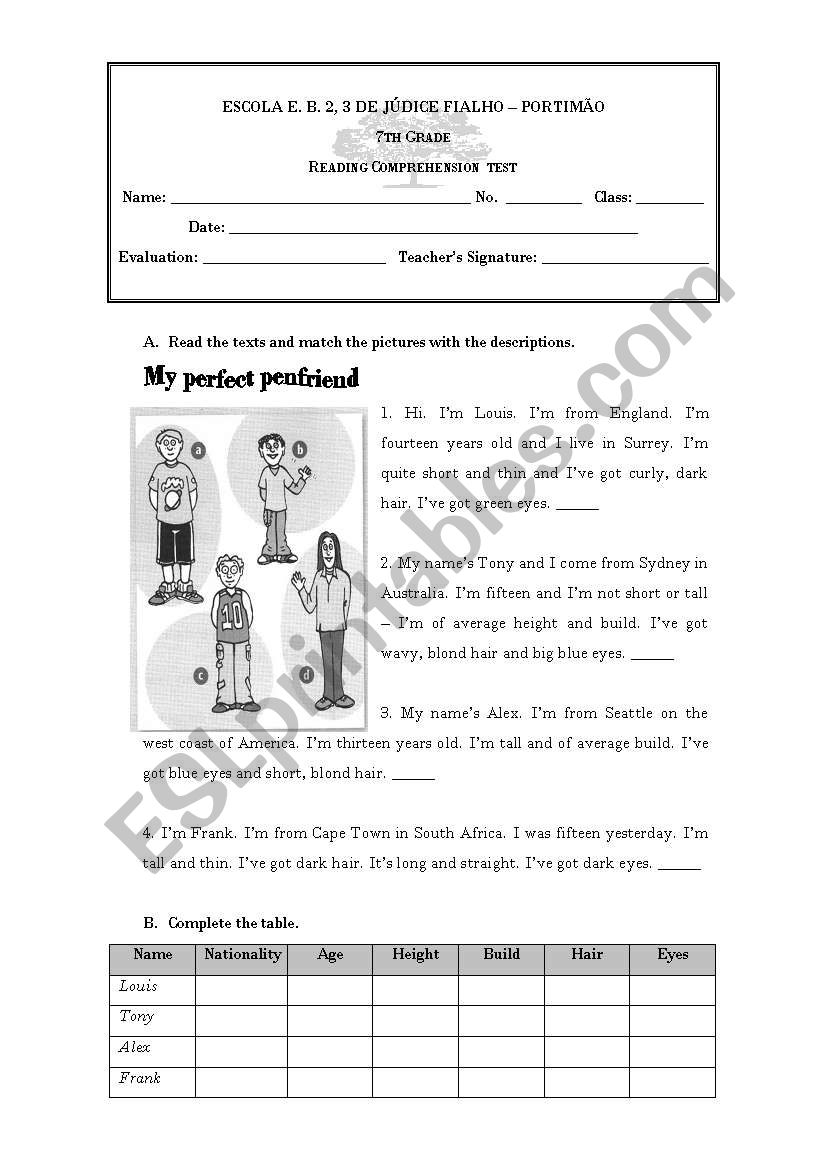 Reading Comprehension Evaluation Worksheet
