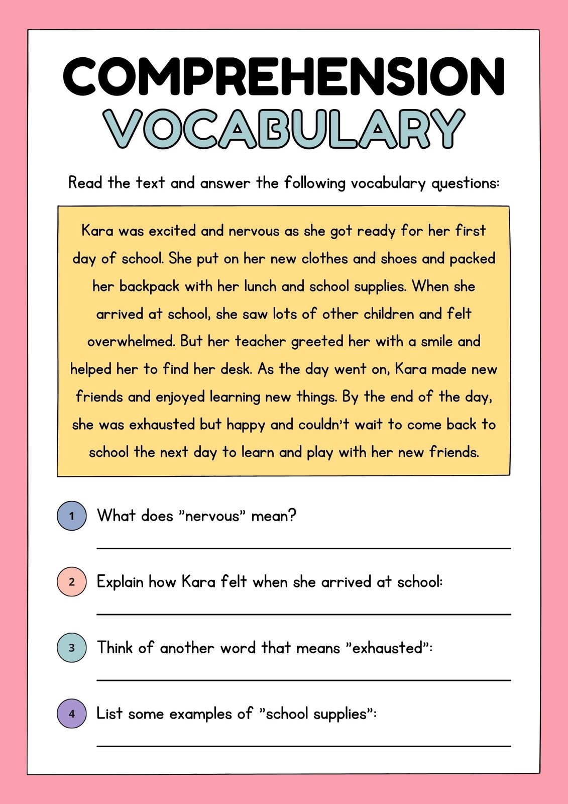 Reading Comprehension Vocabulary 3 Months Of Word Tag Video Game Worksheets Library