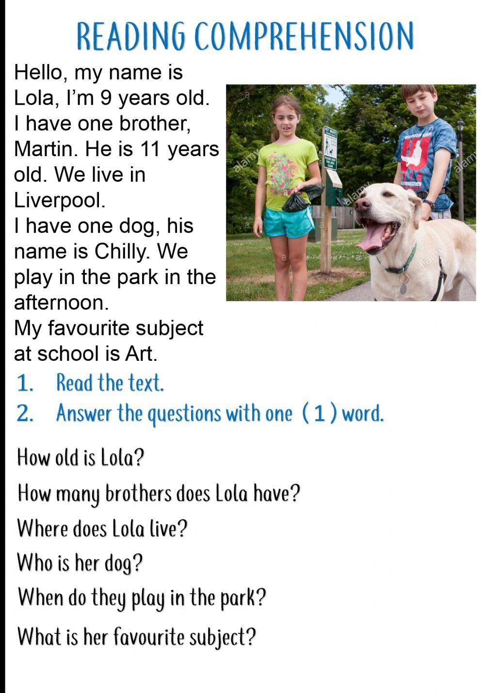 Reading Comprehension Wh Questions Worksheet Live Worksheets Worksheets Library