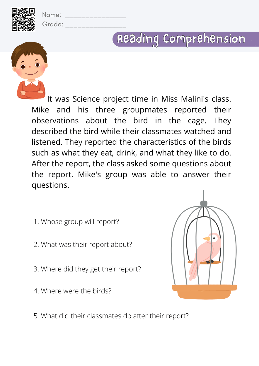 Reading Comprehension Worksheet For Grade 3 Kidpid