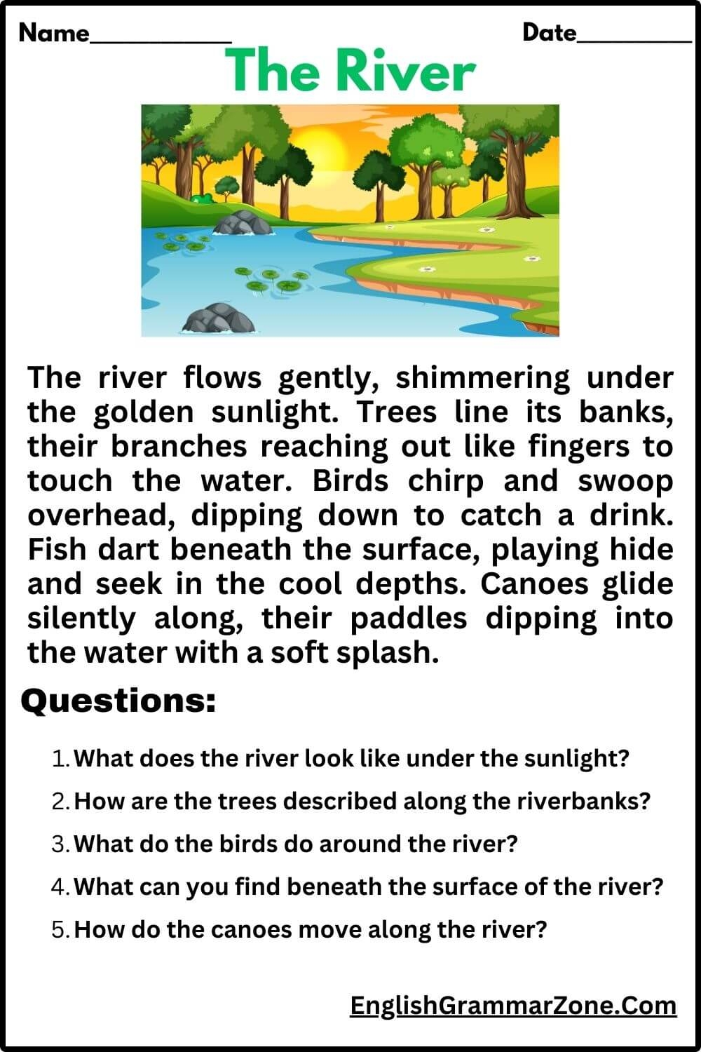 Reading Comprehension Worksheet With Answer Reading Comprehension Worksheet With Answer