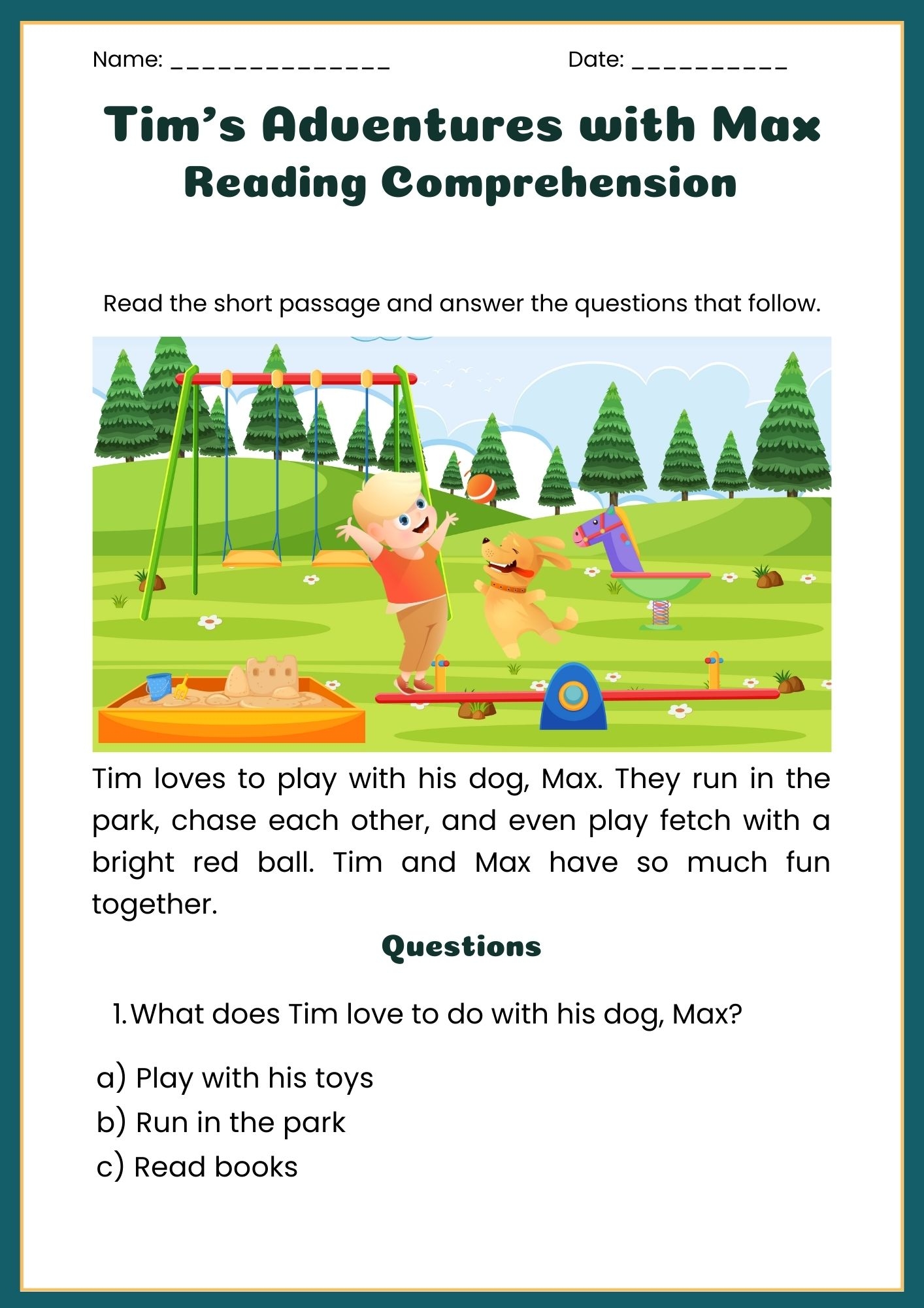 Reading Comprehension Worksheets First Grade