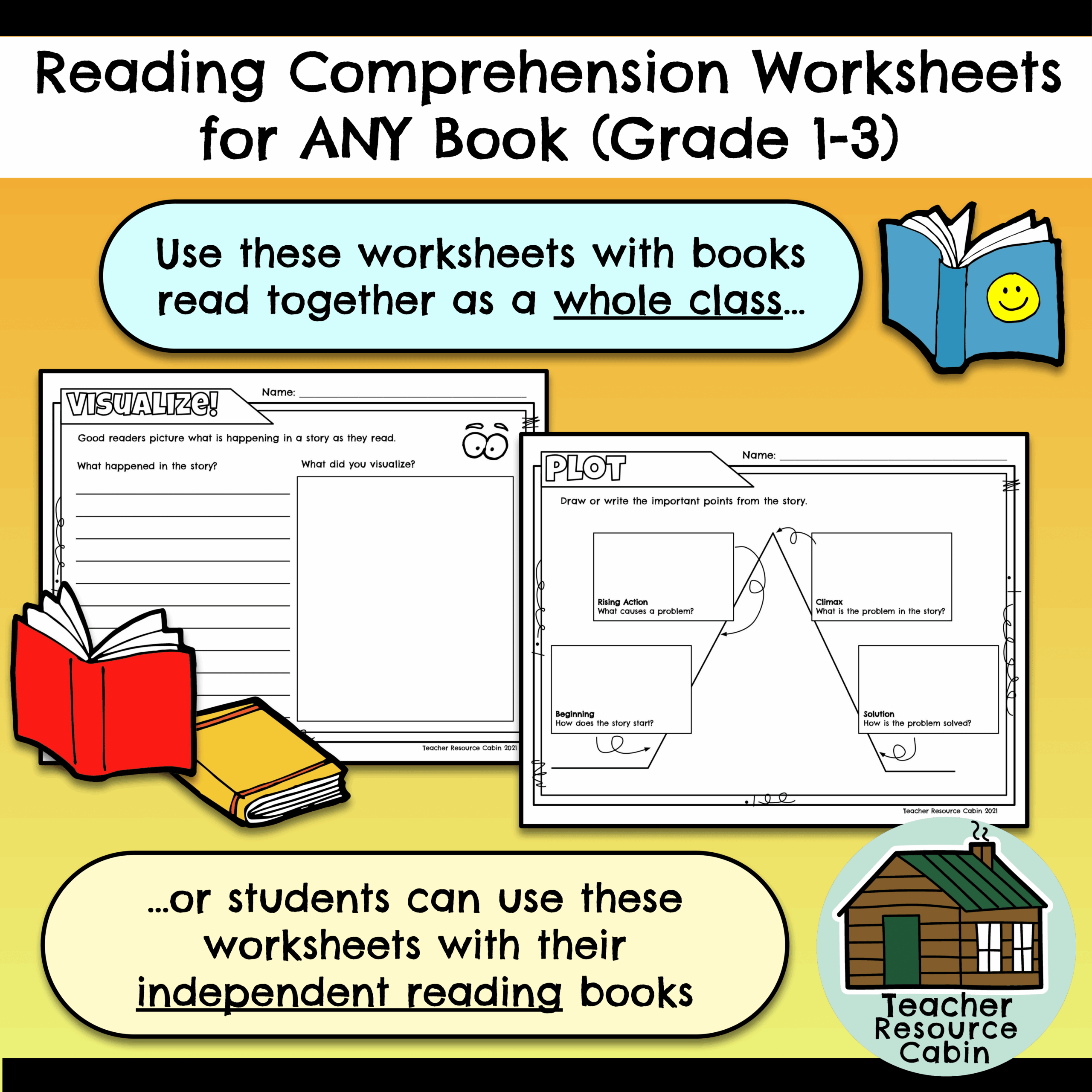 Reading Comprehension Worksheets For ANY Book NO PREP Grade 1 3 Language Teacher Resource Cabin