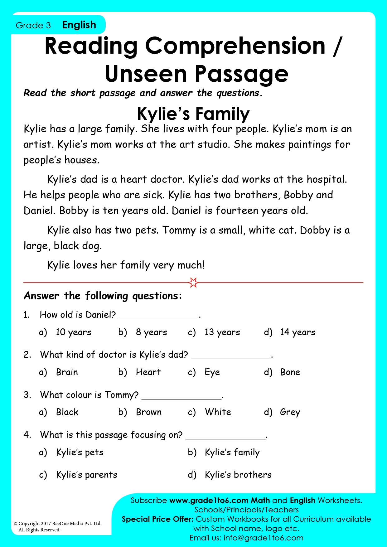 Reading Comprehension Worksheets For 3rd Graders