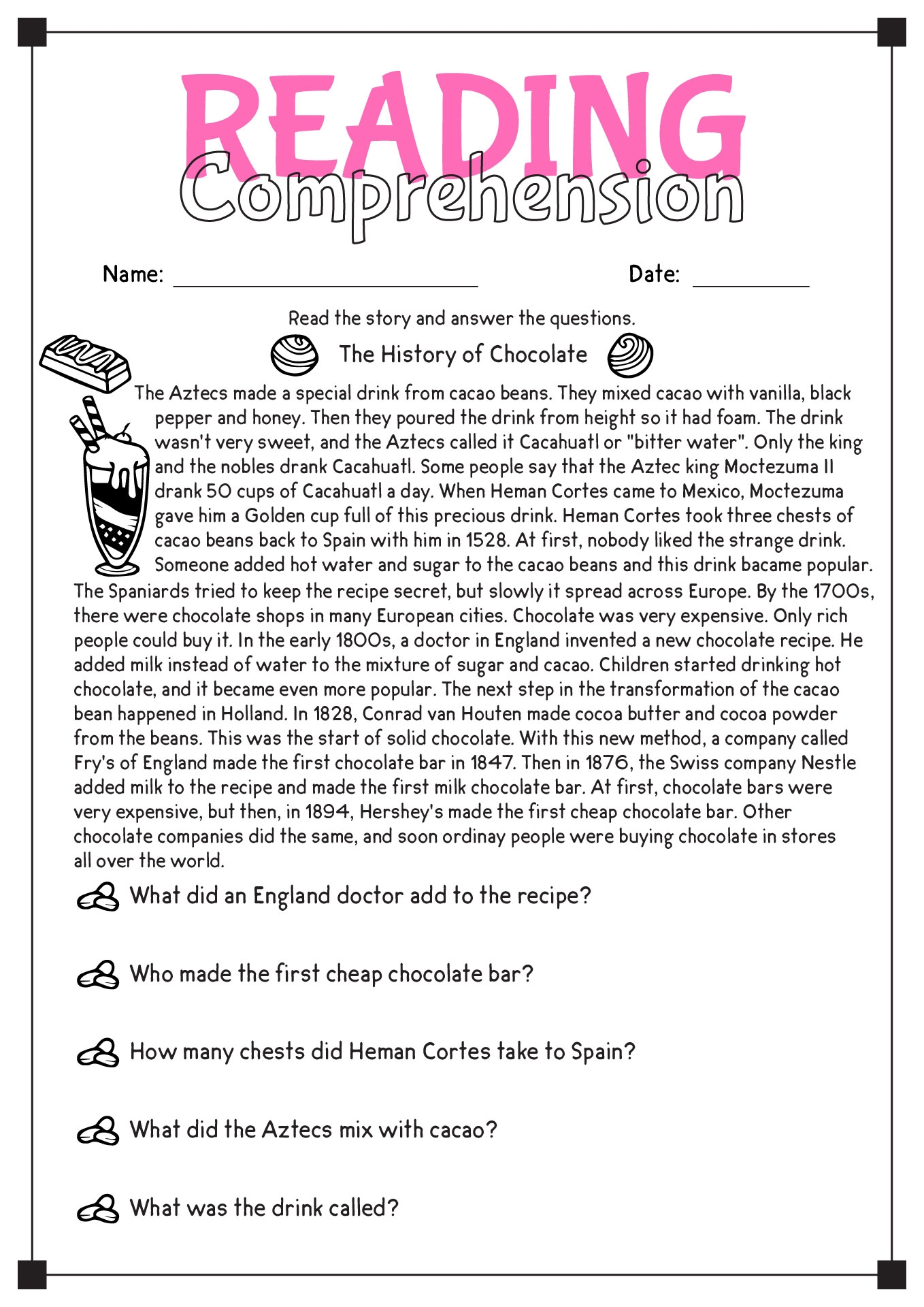 Reading Comprehension Worksheets Free Printables English Worksheets Library