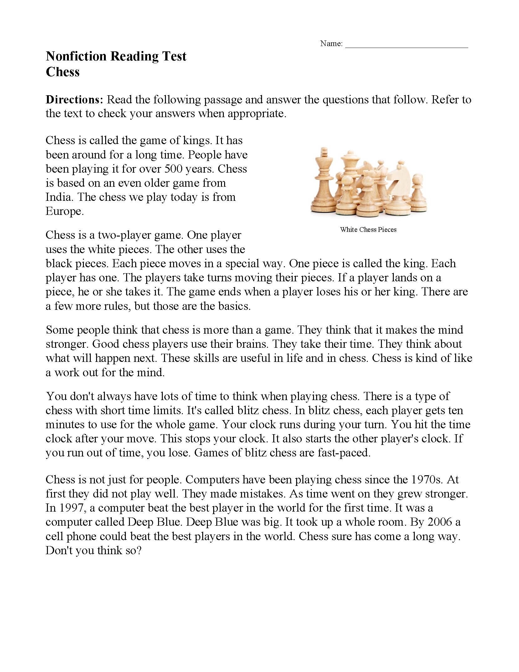 Fun Free Reading Comprehension Worksheets