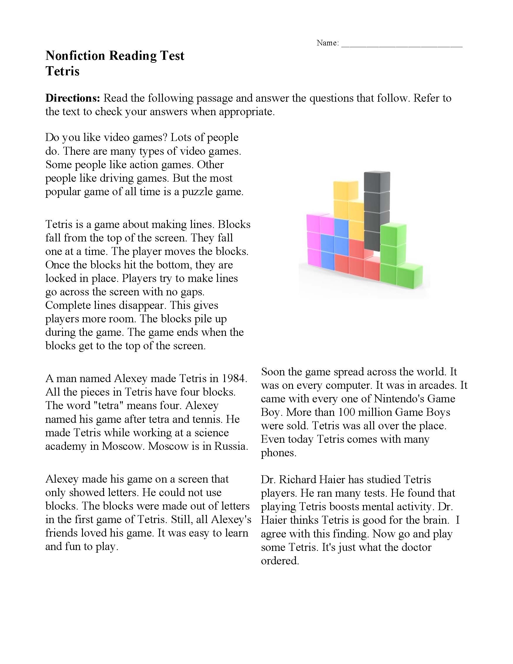 High School Science Reading Comprehension Worksheets