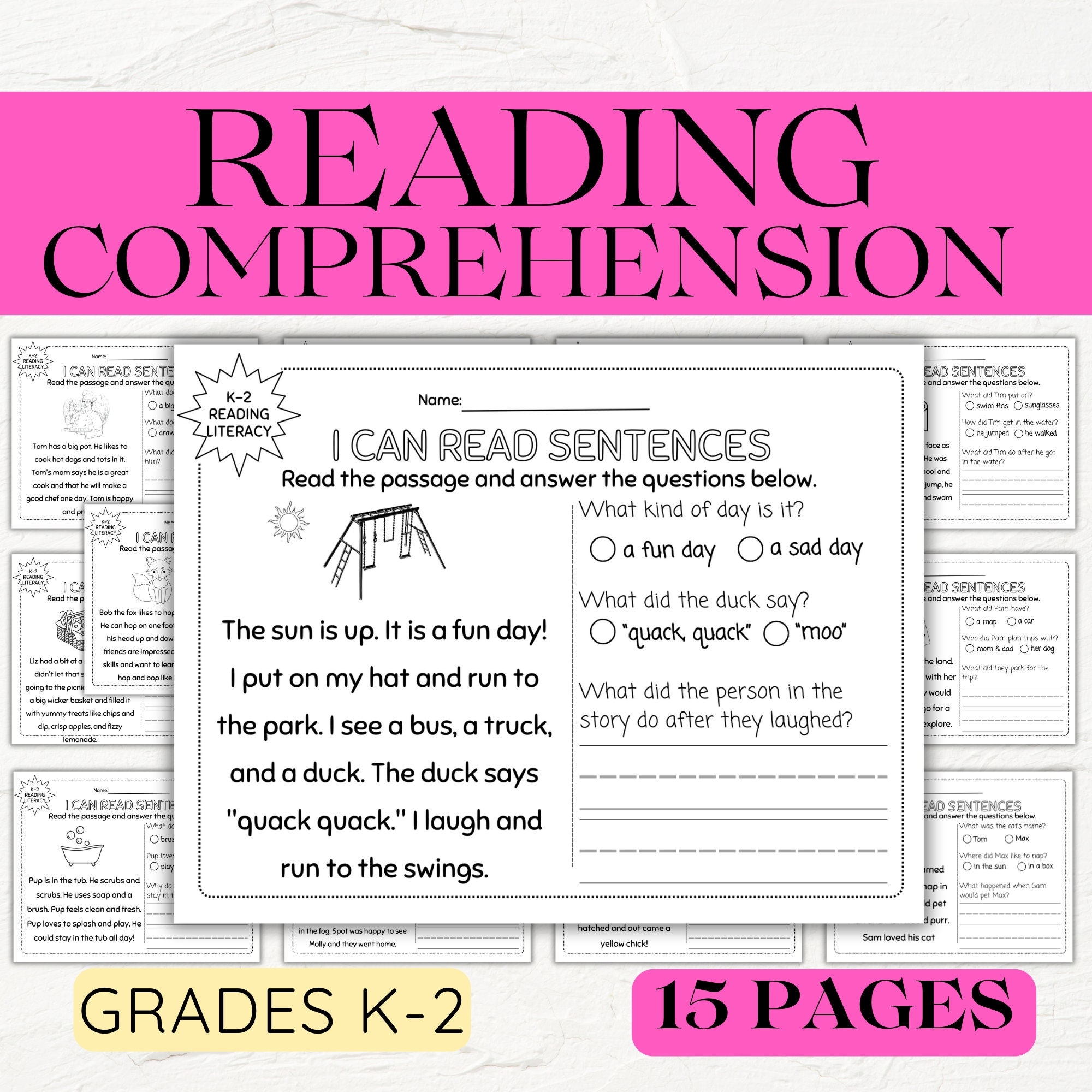 Reading Comprehension Worksheets Printable First Grade Reading 