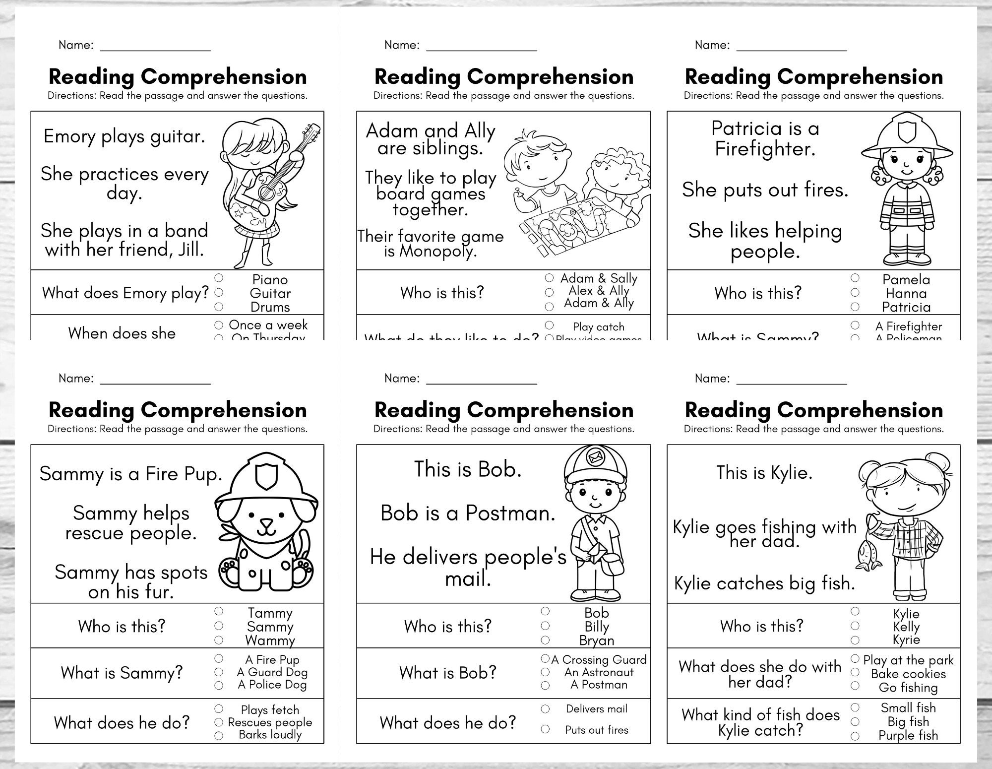 Reading Comprehension Worksheets Printable Kindergarten 