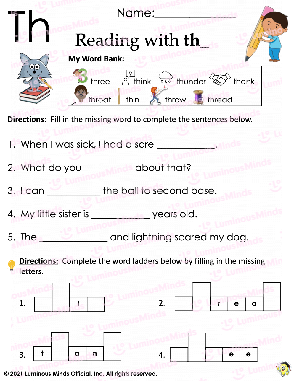 Reading Comprehension Worksheets Reading With Digraph Th Worksheets Library