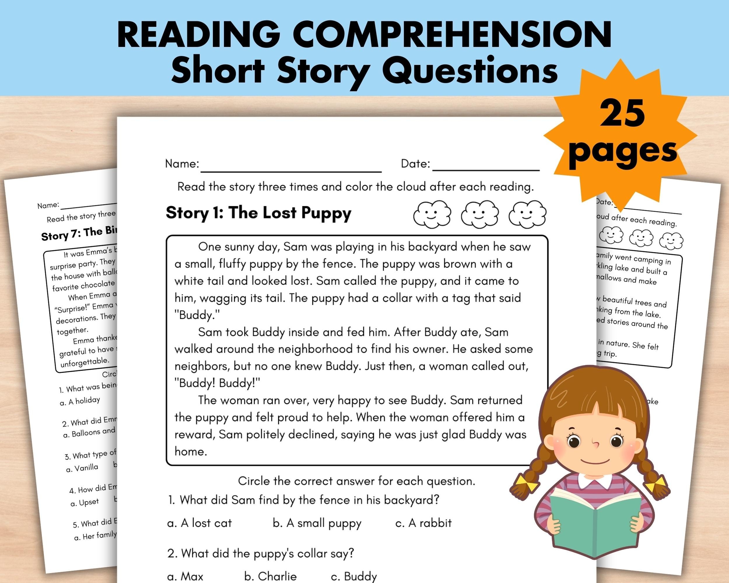 Reading Comprehension Worksheets Stories With Questions Reading 