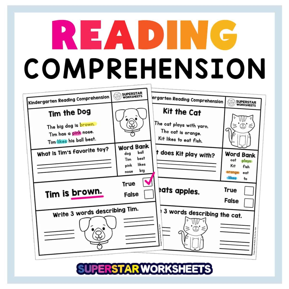 Reading Comprehension Worksheets Superstar Worksheets