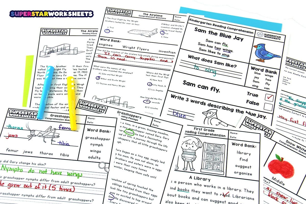 Reading Comprehension Worksheets Superstar Worksheets