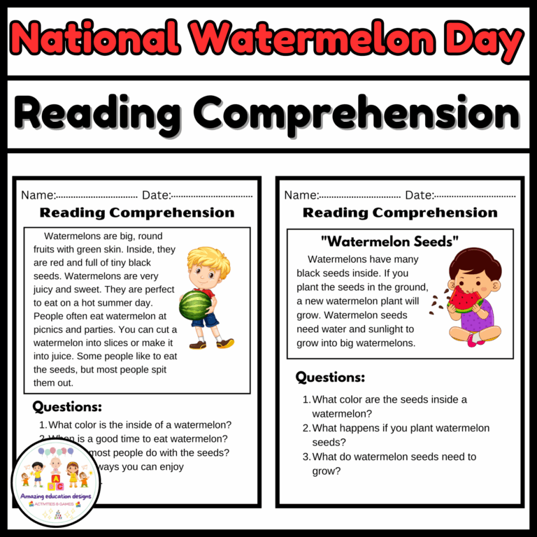 Reading Comprehension Worksheets Watermelon Day