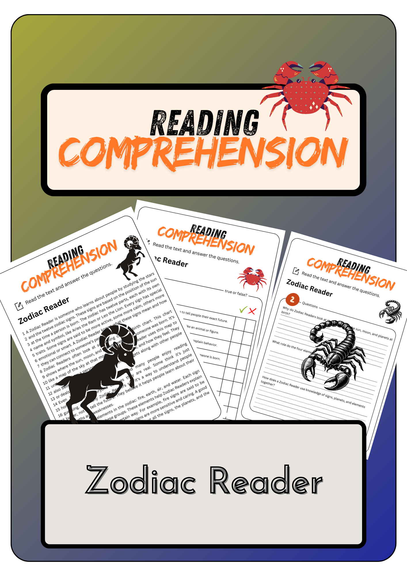 Reading Comprehension Zodiac Reader Solutions