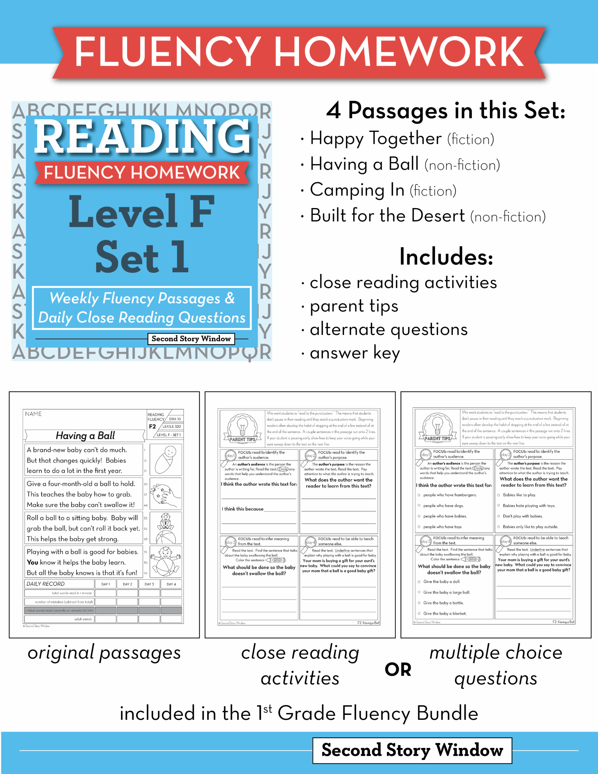 Level F Reading Comprehension Worksheets