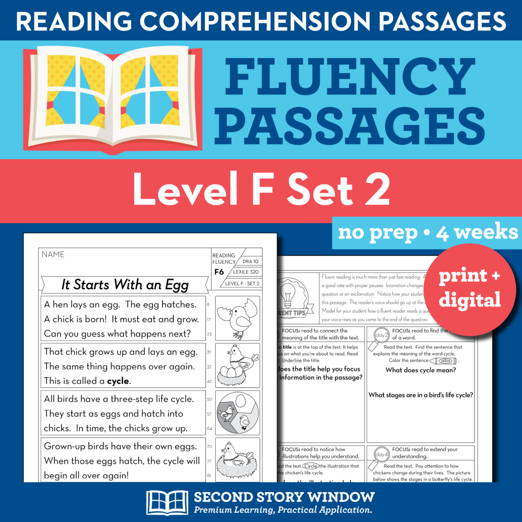 Reading Fluency Homework Level F Set 2