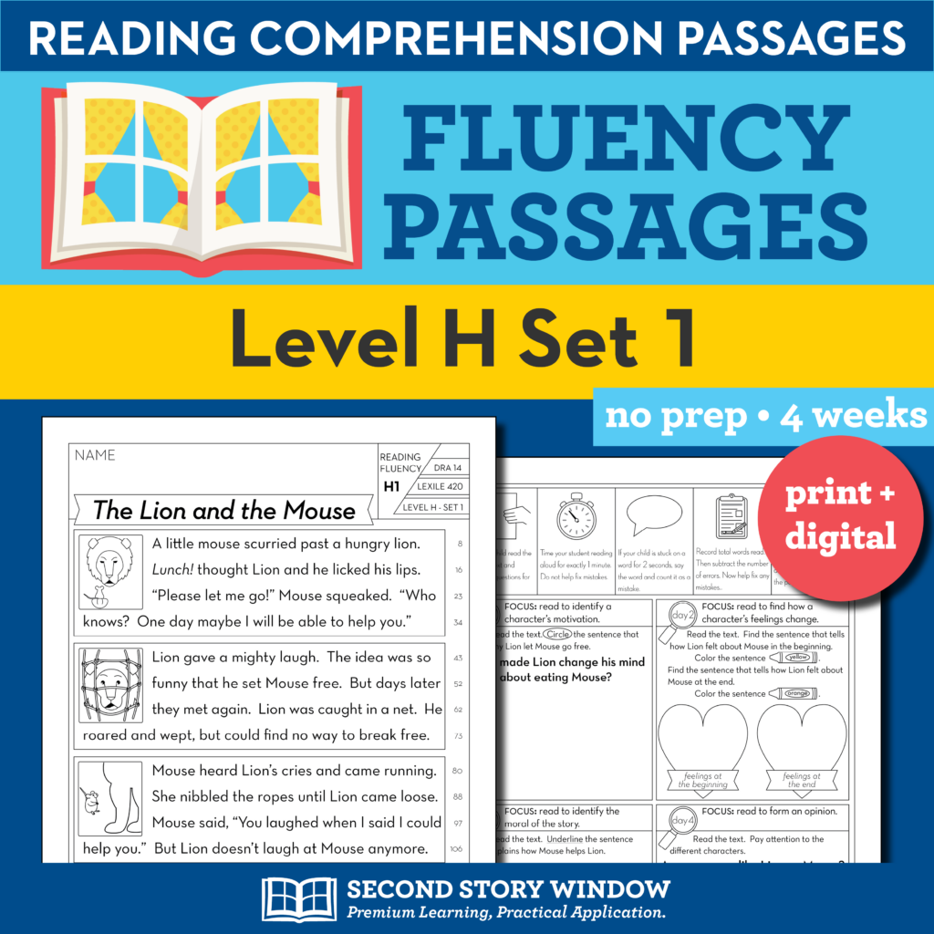 Reading Fluency Homework Level H Set 1 Second Story Window