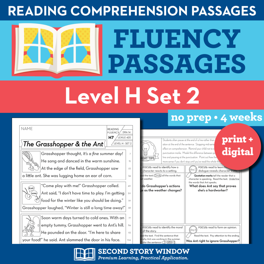 Reading Fluency Homework Level H Set 2 Second Story Window