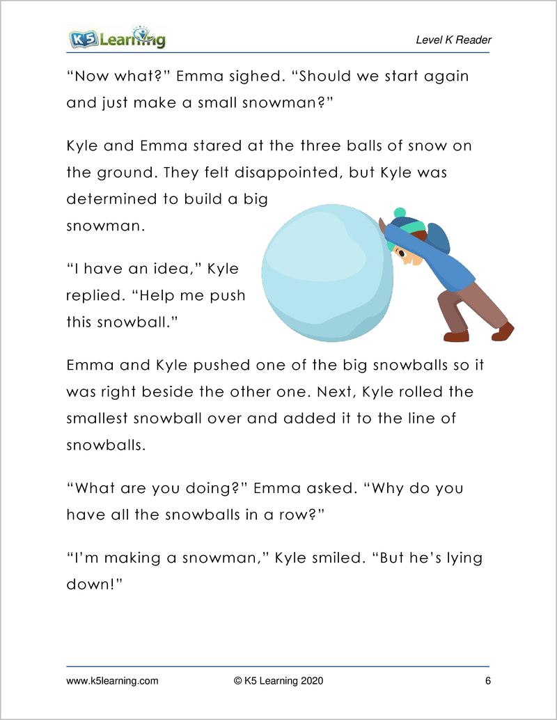 Reading Level K Reading Comprehension Worksheets