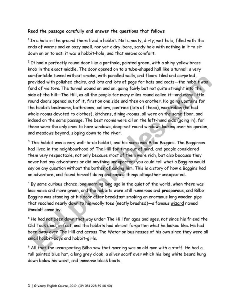 Reading Passage Fantasy Story ESL Worksheet By Vampireluph