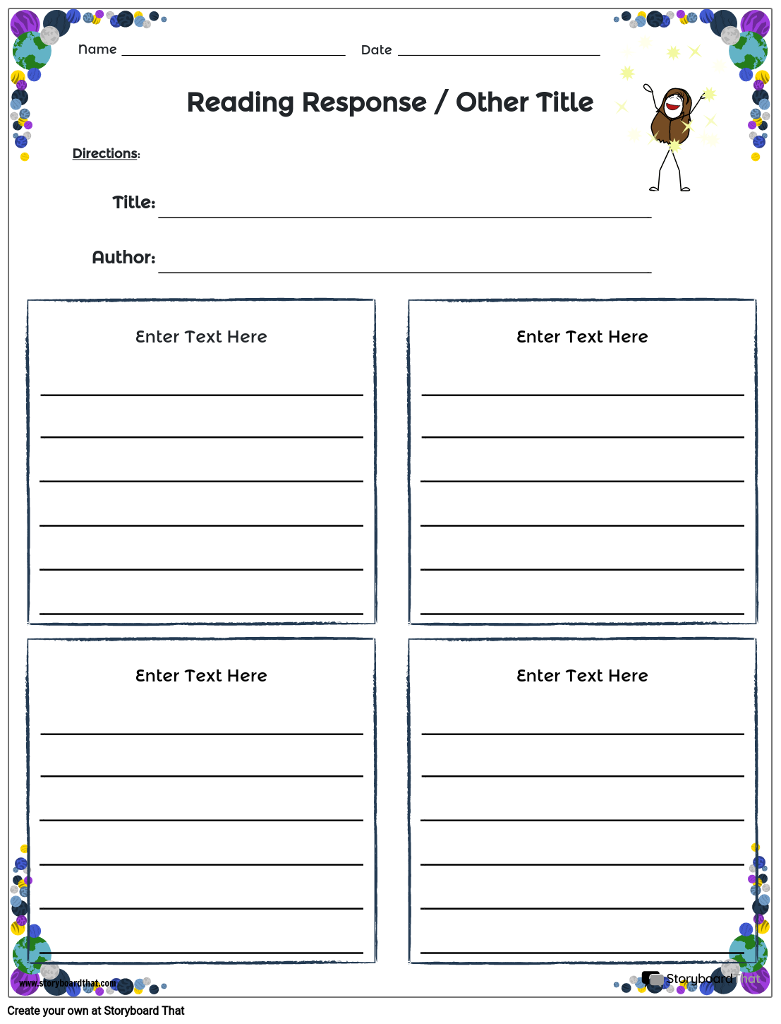 Reading Response Worksheets Customizable Templates