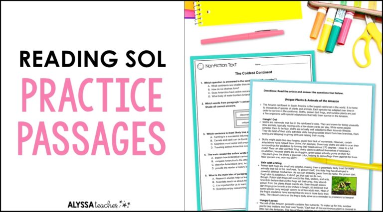 Reading SOL Practice Passages For 4th Grade Alyssa Teaches