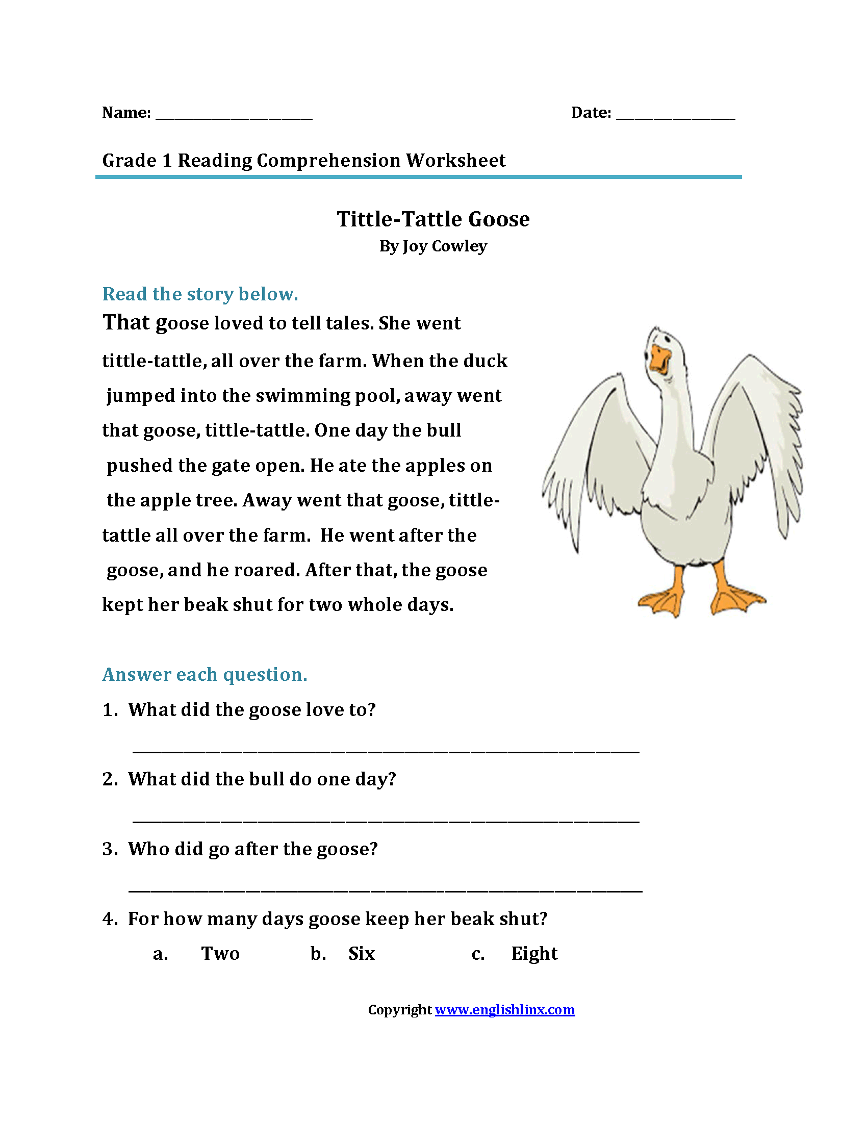 Reading Worksheets First Grade Reading Worksheets